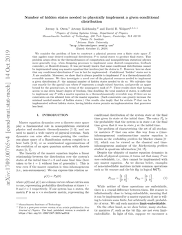 Arxiv:1709.00765V4 [Cond-Mat.Stat-Mech] 14 Oct 2019