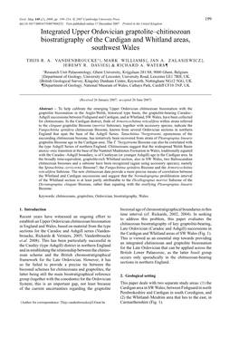 Integrated Upper Ordovician Graptolite–Chitinozoan Biostratigraphy of the Cardigan and Whitland Areas, Southwest Wales