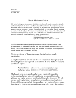 Simple Substitution and Caesar Ciphers