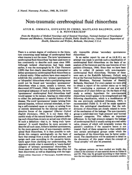 Non-Traumatic Cerebrospinal Fluid Rhinorrhoea