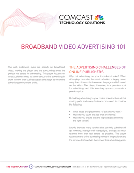 Broadband Video Advertising 101