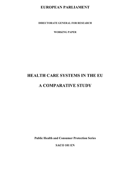 Health Care Systems in the Eu a Comparative Study