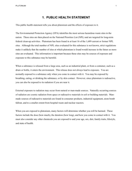 Toxicological Profile for Plutonium