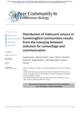 Downloaded from Birdtree.Org [48] to Take Into Account Phylogenetic Uncertainty in the Comparative Analyses [67]