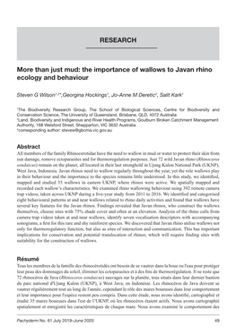 The Importance of Wallows to Javan Rhino Ecology and Behaviour