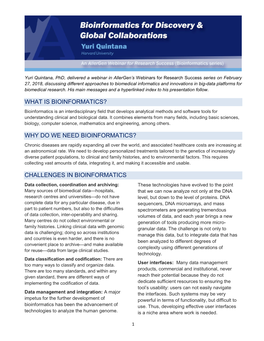 Challenges in Bioinformatics