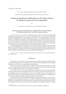 Canopy Microclimate Modification for the Cultivar Shiraz II. Effects on Must and Wine Composition