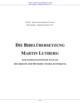 Die Bibelübersetzung Martin Luthers