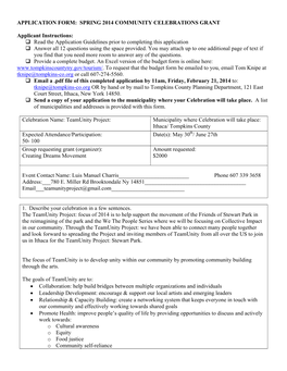 SPRING 2014 COMMUNITY CELEBRATIONS GRANT Applicant