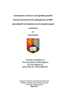 Associated B Cell Lymphoma and Nasopharyngeal Carcinoma