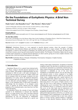 On the Foundations of Eurhythmic Physics: a Brief Non Technical Survey