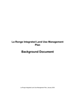 La Ronge Integrated Land Use Management Plan Background