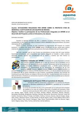 Circular Informativa Nº 03-2012 (Informacion Sobre