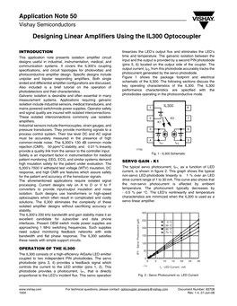 Designing Linear Amplifiers Using the IL300 Optocoupler Application Note