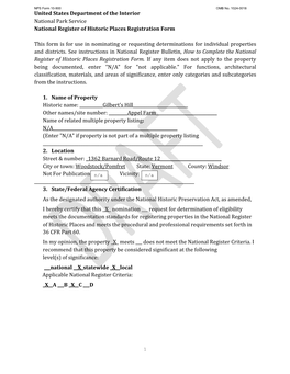 United States Department of the Interior National Park Service National Register of Historic Places Registration Form