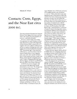 Contacts: Crete, Egypt, and the Near East Circa 2000 B.C
