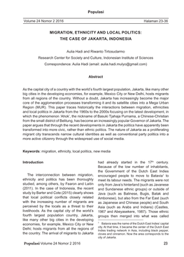 23 Populasi MIGRATION, ETHNICITY and LOCAL