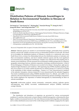 Distribution Patterns of Odonate Assemblages in Relation to Environmental Variables in Streams of South Korea