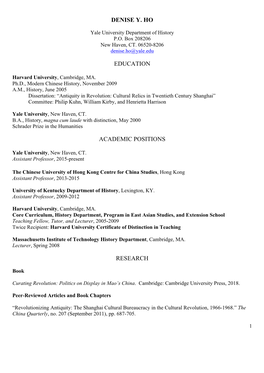 Denise Y. Ho Education Academic Positions Research