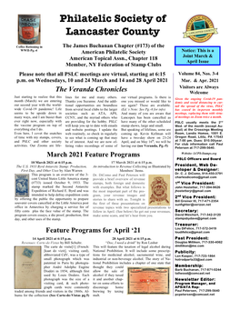 PSLC Newsletter 2021 Vol. 84, No. 3 & No. 4 March-April