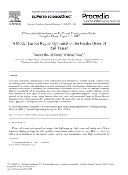 A Model Layout Region Optimization for Feeder Buses of Rail Transit