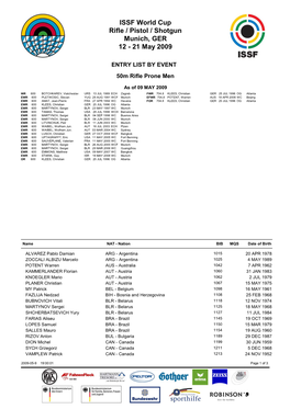 Entry List by Event for FR60PR