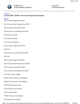 Connecteddrive/BMW Assist System Diagnosis Information