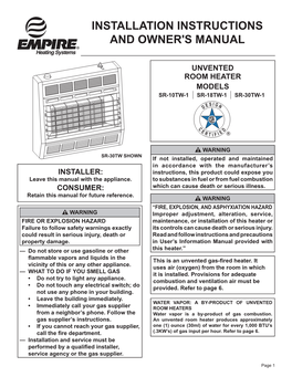 Installation INSTRUCTIONS and OWNER's MANUAL