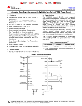 Integrated Step-Down Converter with SVID Interface for Intel® CPU