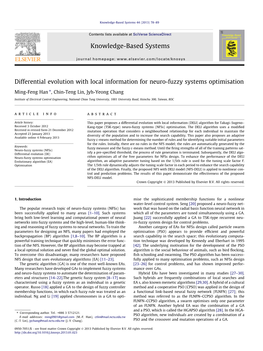 Differential Evolution with Local Information for Neuro-Fuzzy Systems Optimisation ⇑ Ming-Feng Han , Chin-Teng Lin, Jyh-Yeong Chang