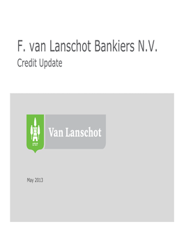 F. Van Lanschot Bankiers N.V. Credit Update