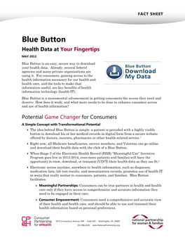 Blue Button Health Data at Your Fingertips MAY 2013