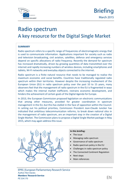 Radio Spectrum a Key Resource for the Digital Single Market