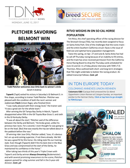 Pletcher Savoring Belmont Win (Cont