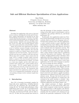 Safe and Efficient Hardware Specialization of Java Applications
