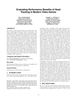 Evaluating Performance Benefits of Head Tracking in Modern Video