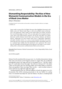 Dismantling Respectability: the Rise of New Womanist Communication