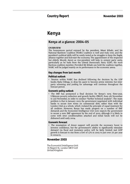 Country Report Kenya at a Glance