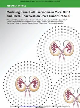 Modeling Renal Cell Carcinoma in Mice: Bap1 and Pbrm1 Inactivation Drive Tumor Grade