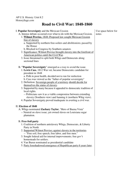 Road to Civil War: 1848-1860