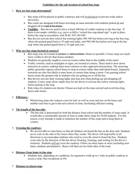 Guidelines for the Safe Siting of School Bus Stops