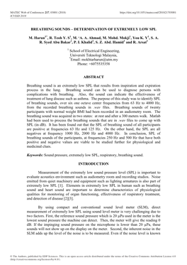 Breathing Sounds – Determination of Extremely Low Spl