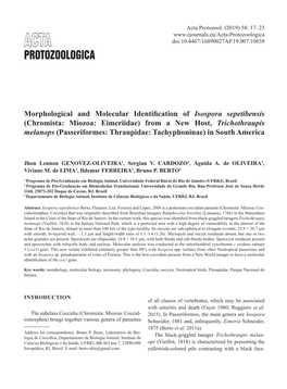 Morphological and Molecular Identification of Isospora