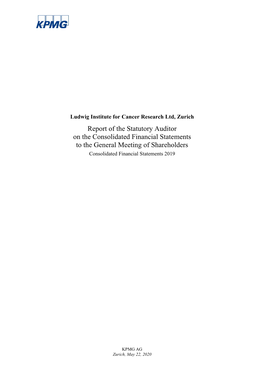 Ludwig Institute Consolidated Financial Report for 2019