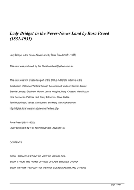 Lady Bridget in the Never-Never Land by Rosa Praed (1851-1935)