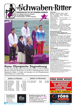 Kanu: Olympische Siegerehrung Der Schwaben-Ritter Erscheint 6X Im Jahr