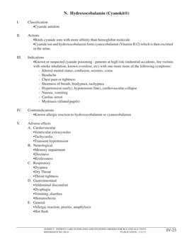 IV-23 N. Hydroxocobalamin (Cyanokit®)