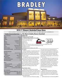 2010-11 Women's Basketball Game Notes