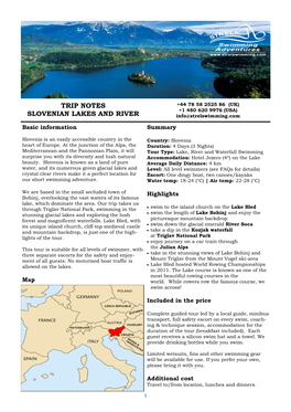 Trip Notes Slovenian Lakes and River