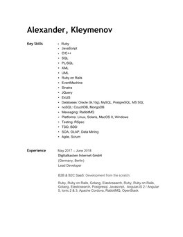 Alexander, Kleymenov